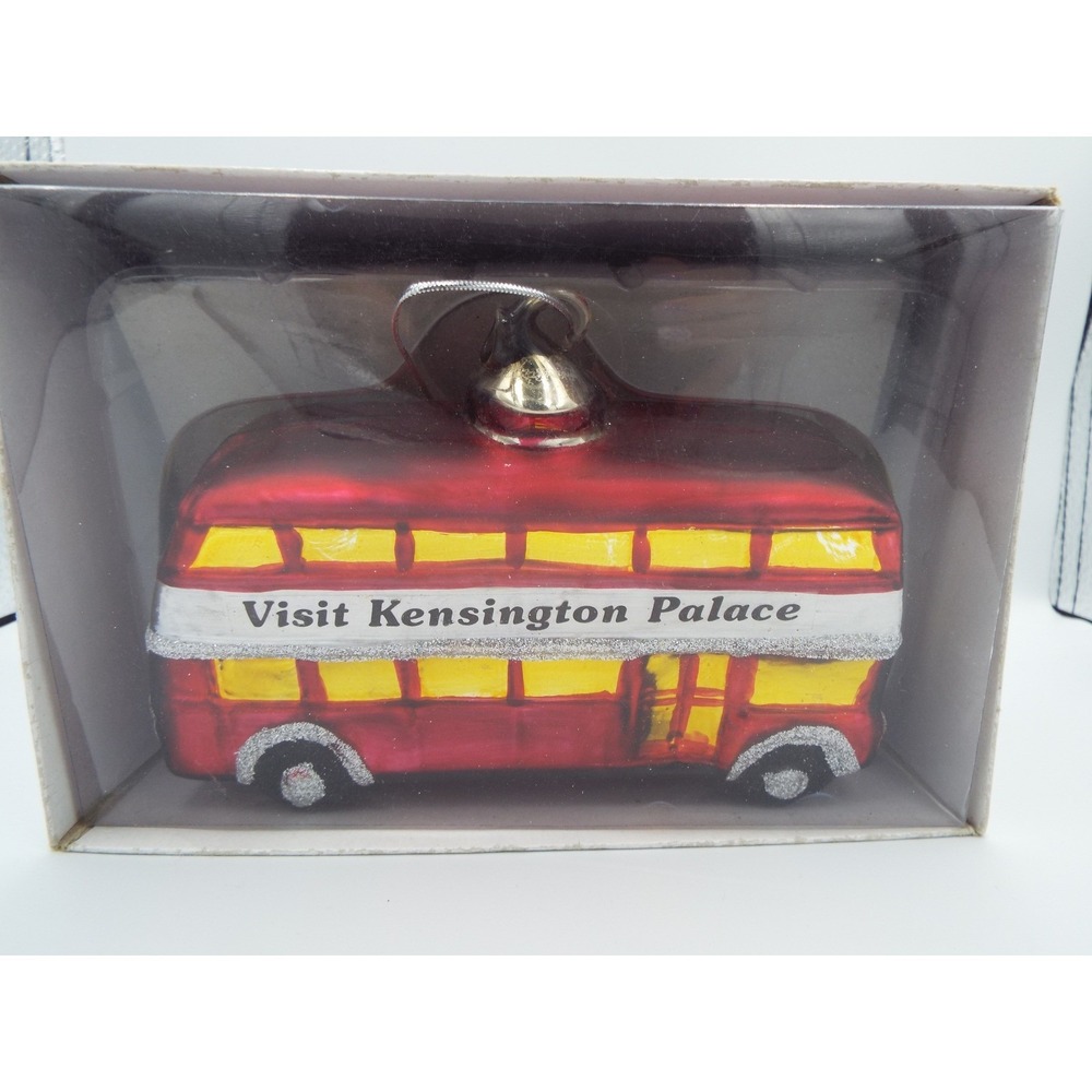 XM2 - Department 56 London Double Decker Bus Glass Ornament Kensington Palace